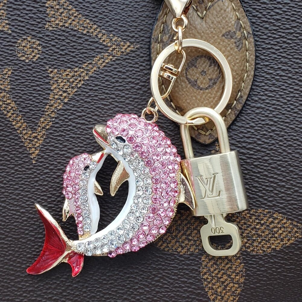 Authentic Louis Vuitton Lock & Key with Unbranded Dolphin Charm, Keychain